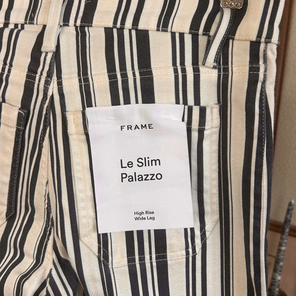 Frame Denim Black and White Striped Jeans